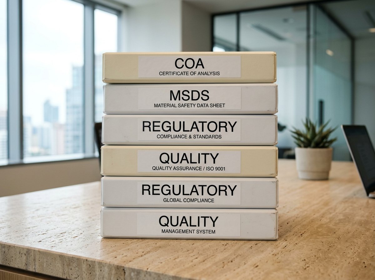 COA MSDS Regulatory Quality binder stack